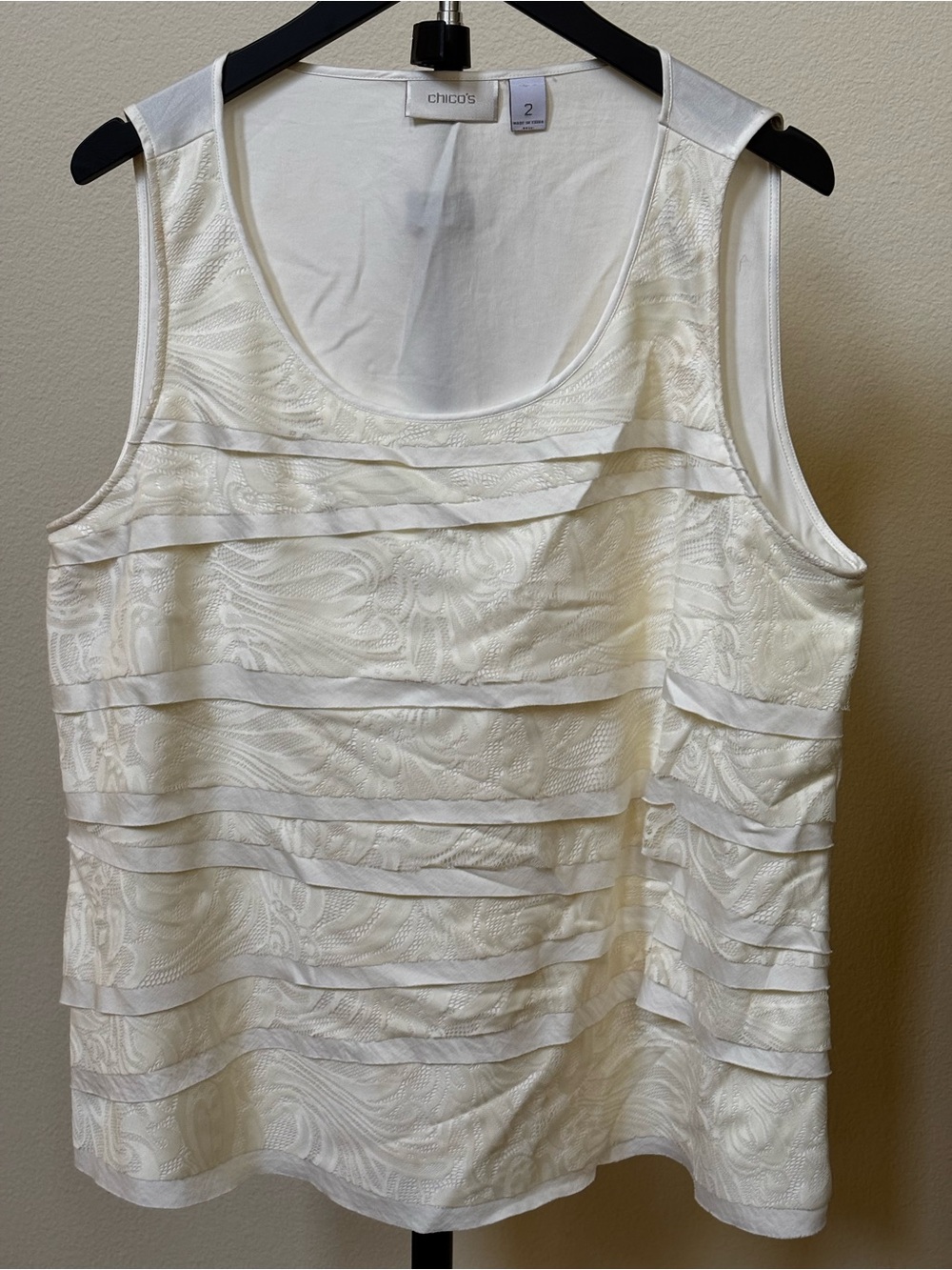 Chico's Ivory Layered Textured Tank Top